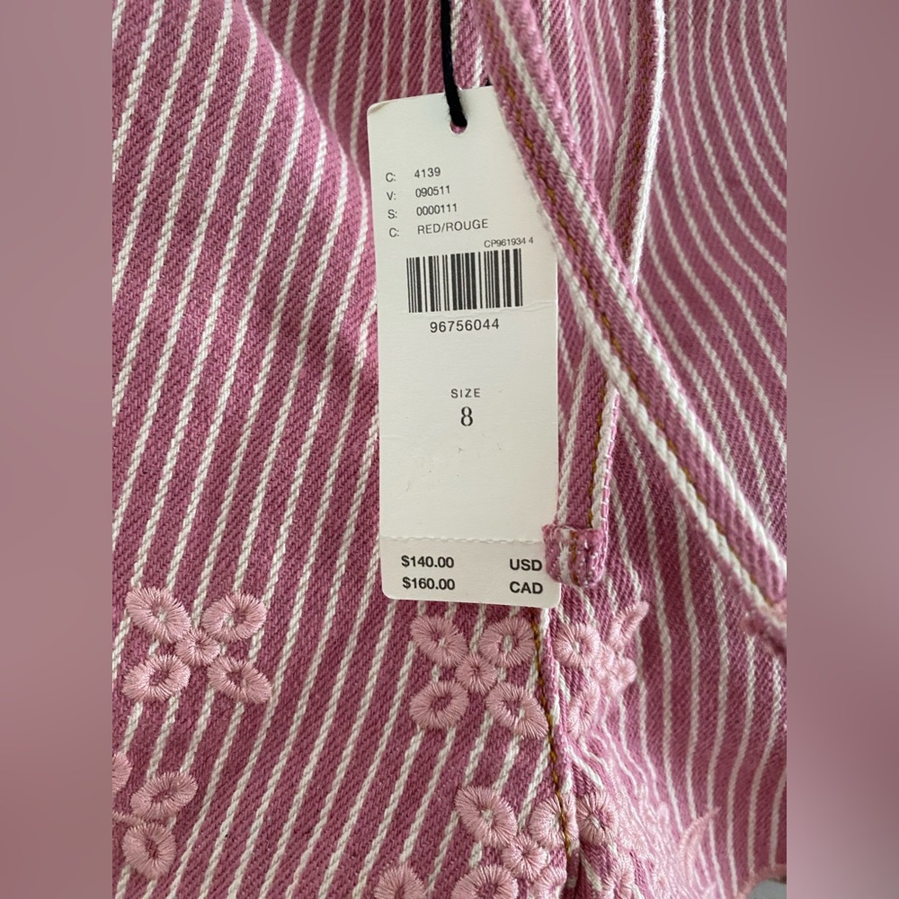 Anthropologie Damson Madder Lana Embroidered Pull-On Shorts 8 new with tag RED - Picture 5 of 6